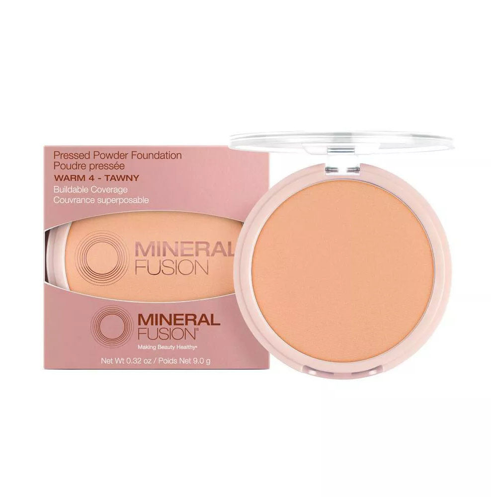Mineral Fusion Pressed Powder Foundation, Warm 4 Tawny, 0.32 Oz